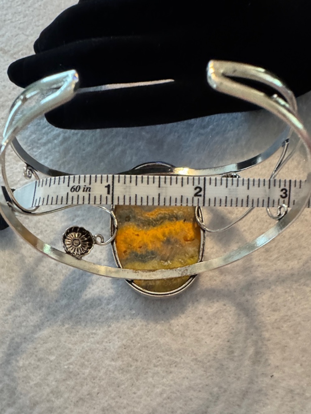 Sterling Silver Bumblebee Jasper Statement Cuff Bracelet - Picture 5 of 6